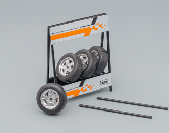 ACCESSORIES Cavalletto Supporto 4x Pneumatici Lada Vfts - Metal Rack With 4x Tyres, Silver Black