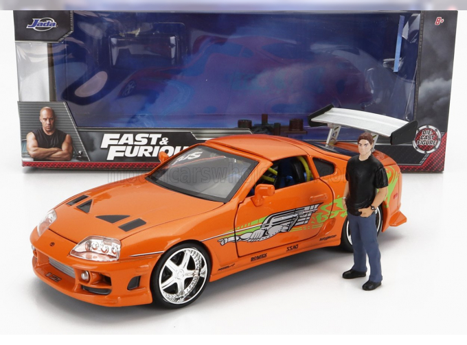 TOYOTA Brian's Supra Mkiv Spider (1995) - With Paul Walker Figure - Fast & Furious, Orange