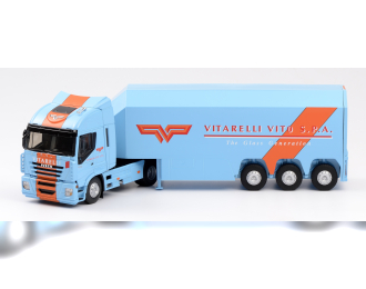 IVECO Stralis с полуприцепом-стекловозом VITARELLI VITO (2007), blue