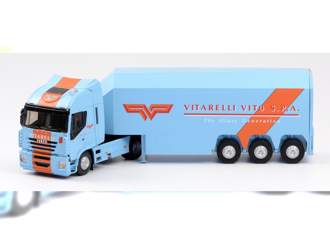 IVECO Stralis с полуприцепом-стекловозом VITARELLI VITO (2007), blue