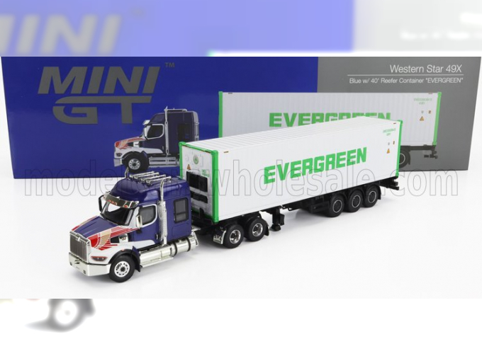 WESTERN STAR 49x Truck Trasporto Container 40' Evergreen (1990), Blue White