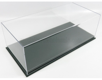 Бокс акриловый с подставкой из кожи зеленого цвета