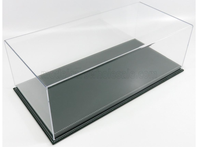 Бокс акриловый с подставкой из кожи зеленого цвета