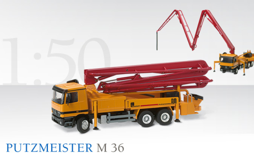 MERCEDES-BENZ Actros 3-achs Putzmeister Autobetonpumpe M 36 auf, 1:50