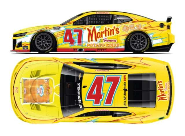 Chevrolet #47 Ricky Stenhouse *Martin's Famous Potato Rolls*, yellow/red 2025