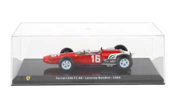 FERRARI F1 246 №16 Season (1966) Lorenzo Bandini - Con Vetrina - With Showcase, Red