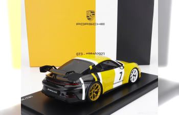 PORSCHE 911 (992) Gt3 №7 Coupe Racing (2022) Paolo Barilla - Con Vetrina - With Showcase, Yellow Black