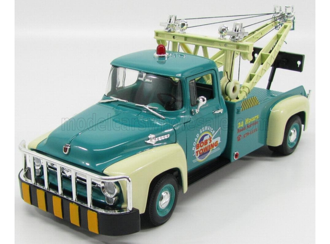 FORD F-100 Pick tow truck Breakdown Bob's towing road service (1956), green/cream