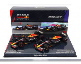 RED BULL Set 2x F1 Rb19 Team Oracle Red Bull Racing №1 World Champion Winner Bahrain Gp (2023) Max Verstappen + N 11 Winner Saudi Arabia Gp 2023 Sergio Perez, Matt Blue