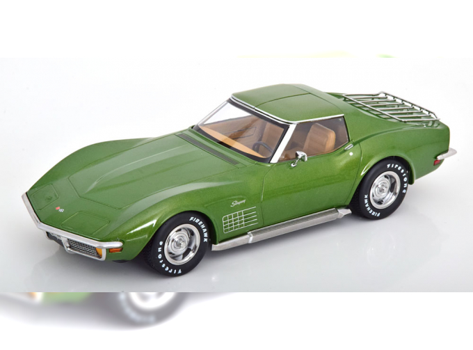 CHEVROLET Corvette C3 with removable roof parts and side pipes (1972), light green-metallic