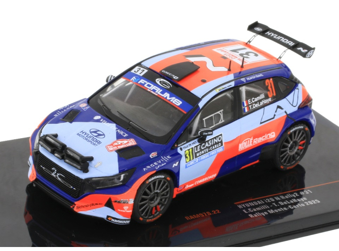 HYUNDAI I20 N Rally2 Team Hyundai Motorsport №31 Rally Montecarlo (2025) Eric Camilli - Thibault De La Haye, 2 Tone Blue White