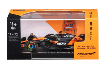 McLAREN F1 Mcl39 Team Mclaren №81 Season Gp (2025) Oscar Piastri - With Pilot And Showcase, Orange Black