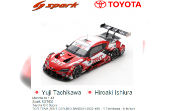 TOYOTA Supra Gr Team Zent Cerumo №38 Gt500 Class Super Gt (2022) Y.Tachikawa - H.Ishiura, Red White