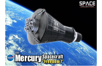 McDonnell Mercury Spacecraft Display Model NASA, Mercury 3 "Freedom 7", Alan Shepard, Launch May 5th, 1961, w/Launch Escape System