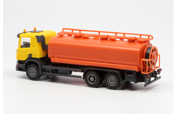 SCANIA P 6х2 цистерна для промывки ливневых стоков, желтый/оранжевый