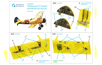 3D Декаль интерьера кабины Stearman Pt-17 Kaydet (Revell)