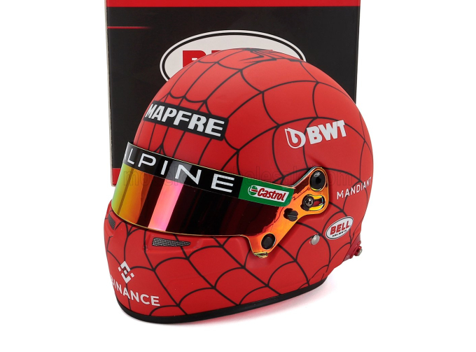 BELL HELMET Casco Helmet F1 A522 Team Alpine Bwt №31 Usa Gp (2022) Esteban Ocon - Spider-man Livery Tribute, Red Blue Black