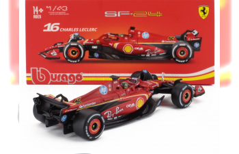 FERRARI F1 Sf-24 Team Scuderia Ferrari №16 Winner Italy Monza Gp (2024) Charles Leclerc - With Pilot And Showcase, Red White Black