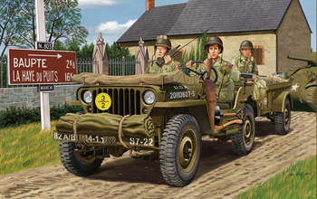 Сборная модель US GPW 1/4 ton 4/4 Utility Track (Mod.1942) w/10-CWT Trailer & Airborne Crew