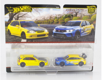 HONDA Set 2x (1999) Civic Type R (ek9) & Honda Civic Type-r, Yellow Blue