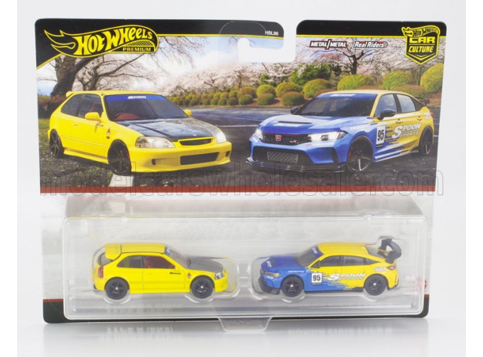 HONDA Set 2x (1999) Civic Type R (ek9) & Honda Civic Type-r, Yellow Blue