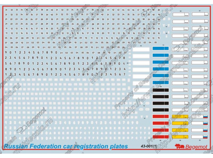 Декаль Автомобильные номера РФ