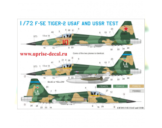 Декаль для F-5E Tiger-II USSR Test, с тех. надписями