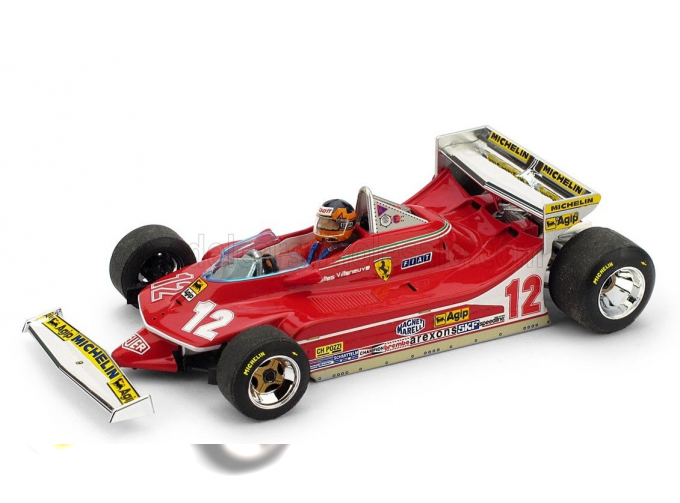 FERRARI F1 312t4 №12 Monaco Gp (1979) Gilles Villeneuve - With Driver Figure, Red