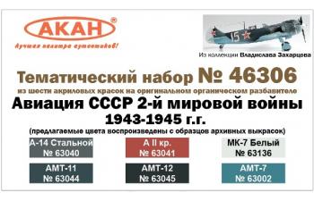 Набор тематических красок Авиация Ссср 2-й мировой войны 1943-1945г. (в наборе банки по 10 мл.)