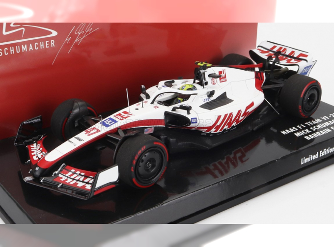 HAAS F1 Vf-22 Ferrari Team Haas N 47 Bahrain Gp 2022 Mick Schumacher, White Black Red