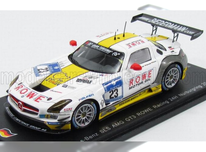 MERCEDES-BENZ Sls Amg Gt3 Team Rowe Racing N23 24h Nurbugring (2015) K.Graf - C.Hohenadel - N.Bastian - T.Jager, White Yellow