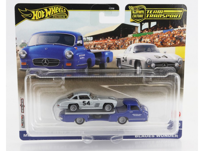 MERCEDES BENZ Truck Car Transporter With 300sl №54 Racing (1955), Blue Silver