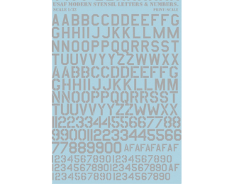 USAF modern stencil letters and numbers». White.Wet decal