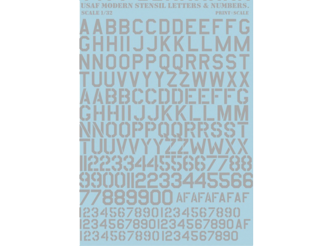 USAF modern stencil letters and numbers». White.Wet decal