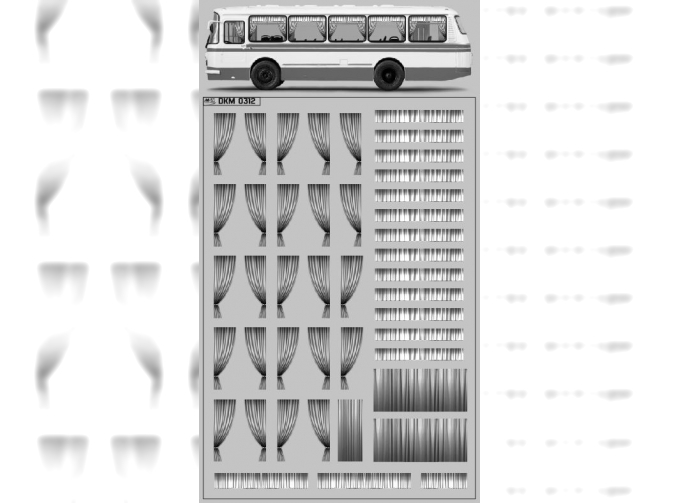 Набор декалей Шторки для ЛАЗ всех моделей (100х140), серый