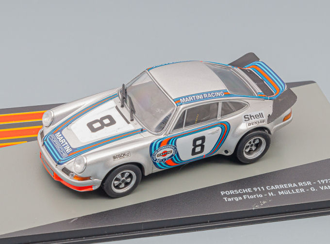 PORSCHE 911 Carrera 2.8 Rsr Coupe Team Martini Racing N 8 Winner Targa Florio 1973 H.muller - G.van Ennep, Silver Red Blue