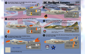 Декаль DE Havilland Vampire. Two seaters