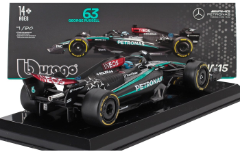 MERCEDES-BENZ GP F1 W15 Eq Performance Team Amg Petronas Motorsport №63 Season (2024) George Russell - With Pilot And Showcase, Black Silver Green