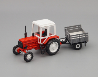 Трактор МТЗ-82 с прицепом Фермер, красный / белый / серый