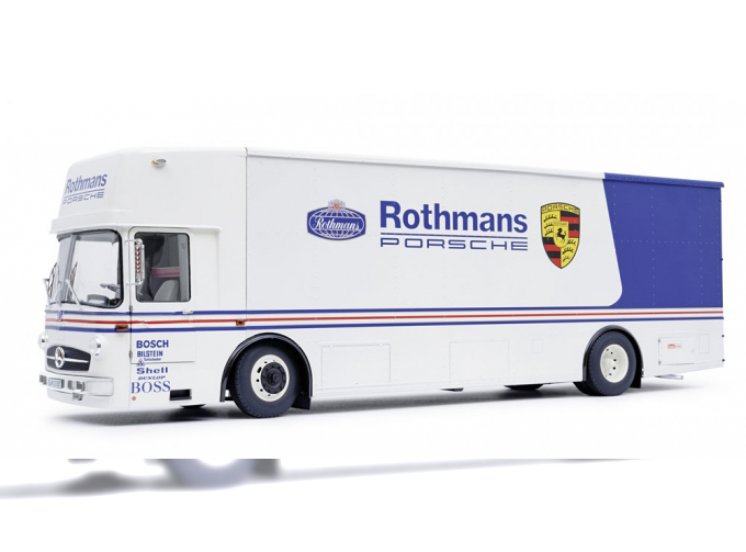 MERCEDES-BENZ O317 Porsche race transporter Rothmans, white blue