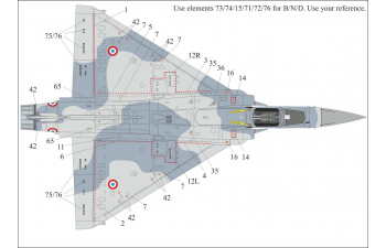 Декаль для Dassault Mirage 2000 France, тех. надписи