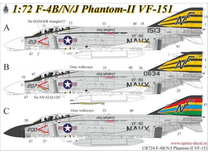 Декаль для F-4J Phantom-II VF-151