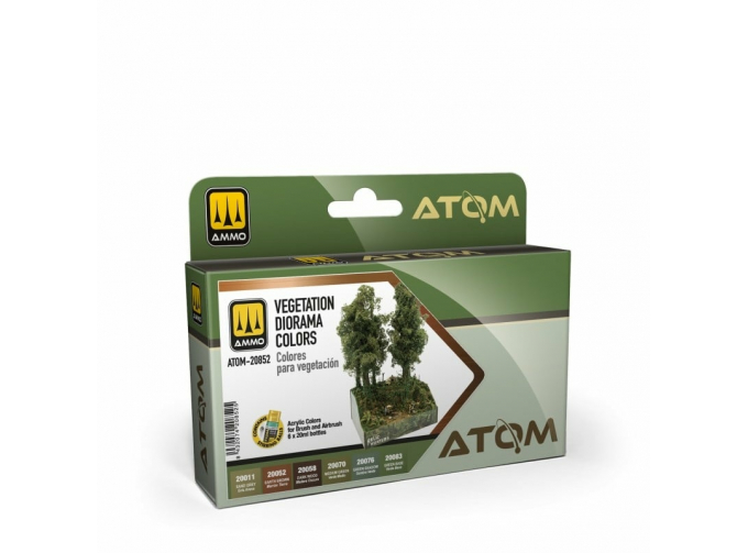 Набор акриловых красок ATOM цвета растительности для диорам / Vegetation Diorama colors Set