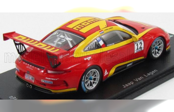 PORSCHE 911 991 Gt3 N12 Supercup Mobil 1 (2015) Jaap Van Lagen, Red Orange