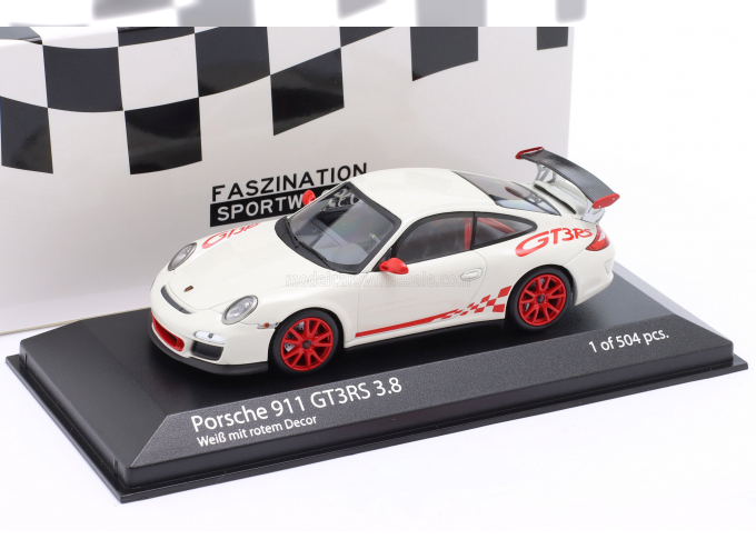 PORSCHE 911 997-2 Gt3 Rs 3.8 Coupe (2009) - Red Wheels, White