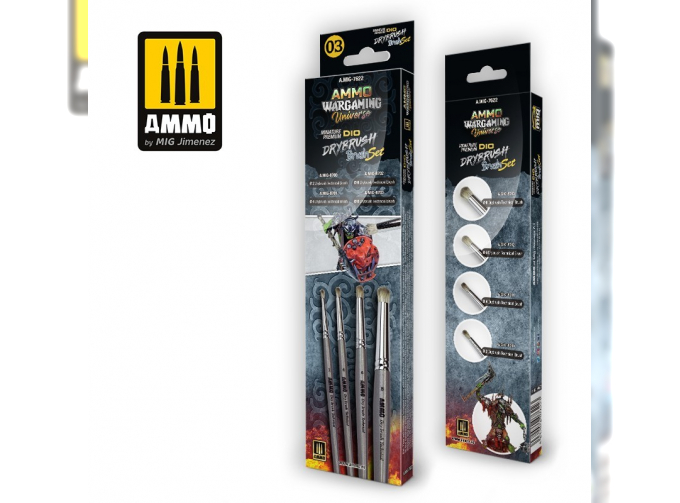 AMMO WARGAMING UNIVERSE - Miniature Premium DIO DRYBRUSH Brush Set