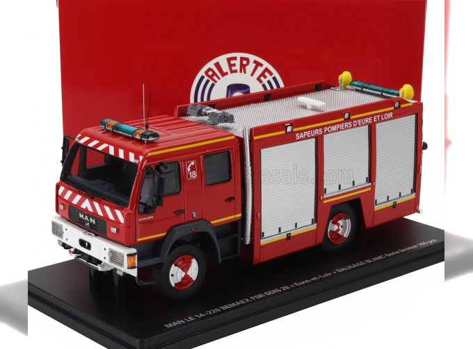 MAN Le 14.220 Tanker Truck Double Cabine Bemaex Fsr Sdis 28 Sapeurs Pompiers D'eure Et Loir (2004), Red Grey