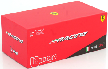 FERRARI 296 Gt3 3.0l Twin Turbo V6 №71 Racing (2022) - Con Vetrina - With Showcase, Red Yellow