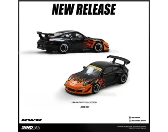 PORSCHE RWB 997, orange burning flame