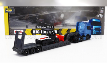 SCANIA S770 V8 Truck Pianale Trasporto 5600 Toolcat Pick-up Spazzaneve Snowplow, Blue Black White